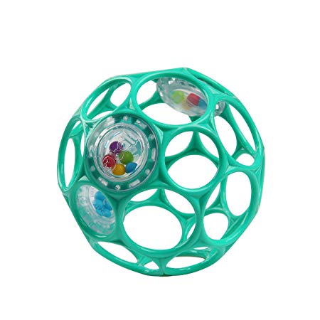 Bright Starts Oball Rattle Easy Grasp Toy, Ages Newborn  , Teal, 4 Inch