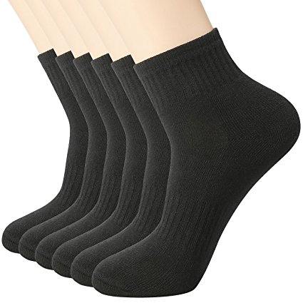 CelerSport Men's Ankle Athletic Cushion Arch Support Performance Sport Socks 6 Pack