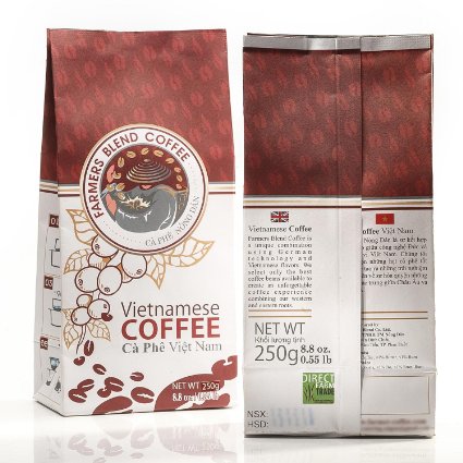 Farmers Blend Whole Bean Coffee 88 OZ - Organically Sourced Single Origin Fair Traded - Crafted by German Experts - Vietnamese Dark Roasted Robusta from Da Lat - Bulletproofed with Butter and Rum