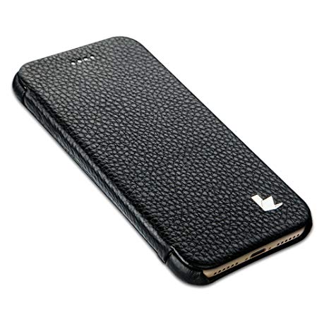 JISONCASE iPhone 8 Case iPhone 7 Case, iPhone 8 Leather Case Classic Handmade Magnetic Slim Folio Flip Protective Case Cover for iPhone 8 and iPhone 7 Black JS-IP7-06K10