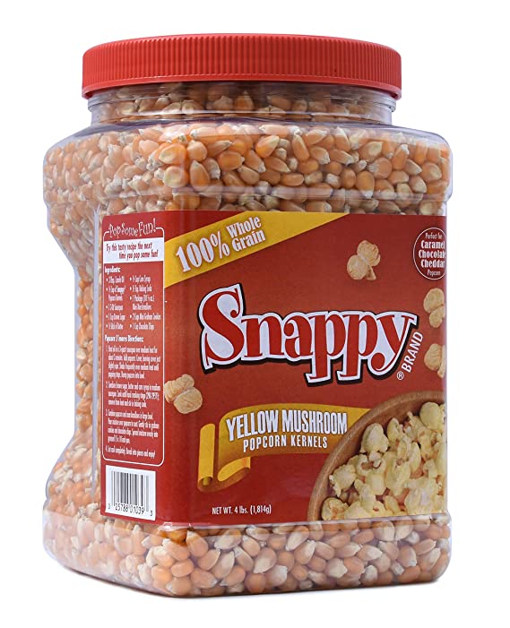 Snappy Yellow Mushroom Popcorn Kernels, 4lb Resealable Jar