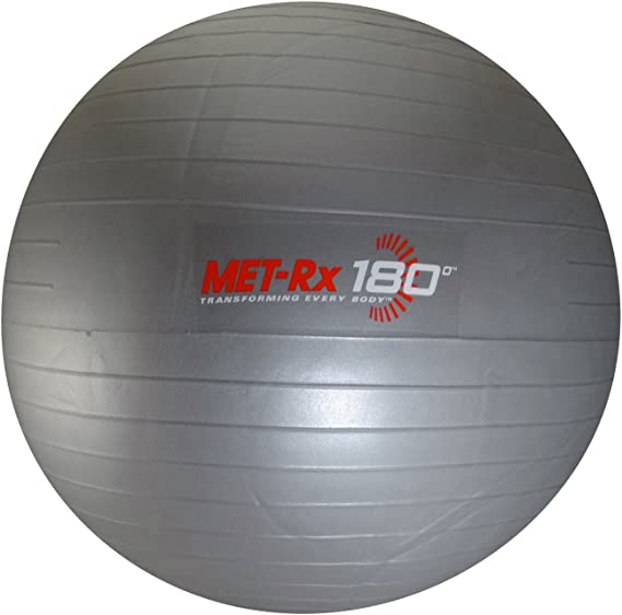 Met Rx 180 Grey Fitness Exercise Ball with Pump - Transforming Every Body - 45.72 CM (18")