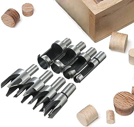 Yakamoz 8 Pieces HSS Taper Claw Type Wood Plug Cutter Drill Bits 5/8" 1/2" 3/8" 1/4"