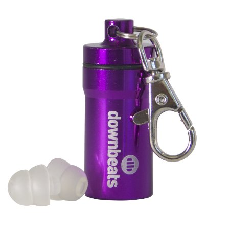 DownBeats Reusable High Fidelity Hearing Protection: Ear Plugs for Concerts, Music, and Musicians (Clear Ear Plugs, Purple Case)