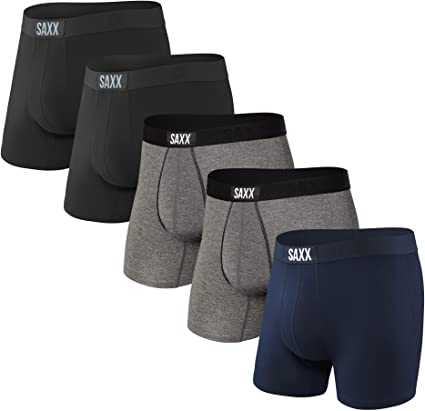 SAXX Men's Underwear – VIBE Super Soft Boxer Briefs with Built-In Pouch Support – Pack of 5, Underwear for Men