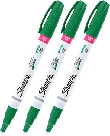 Sharpie Oil-Based Paint Marker, Fine Point, Green Ink, Pack of 3