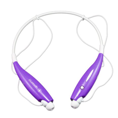 Rymemo Bluetooth Wireless HandFree Sports Stereo Headsets Earphones Universal Vibration Neckband Style Running Gym Exercise Headphones Earbuds Earpiece with Microphone and Rechargeable Li-ion Battery For iPhone 6 6S 6 Plus 5S 5C 5 4S 4 iPad Air Ipod Touch 5 4 3 Samsung LG and other cellphone Purple