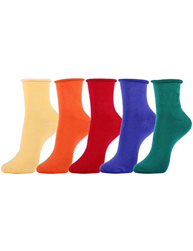 10STAR11 Women's Colorful Stylish Durable Roll Top Ankle High Socks