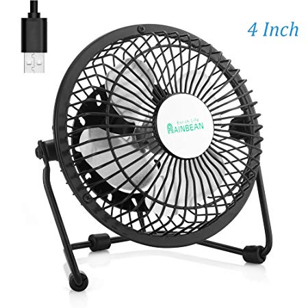 Mini USB Desk Fan, 4 Inch Personal Small Home Office Table Desktop Fan Air Cooler, Metal Metal Design, 360° Up and Down, Super Quiet Operation, Black