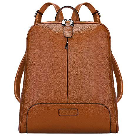 S-ZONE Women Genuine Leather Backpack Purse Travel Bag Fit 14-inch Laptop