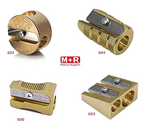 Mobius   Ruppert (M R) Brass Artists Pencil Sharpener - choose from 4 shapes! Made in Germany - finest in the world! (602 - Double Round)