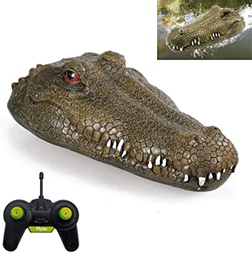 Lesgos RC Crocodile Head, Electric Remote Control Simulation Funny Toys Water Solution Floating Fake Foam Croc Head Decoy for Pool Pond Garden Patio Home Decoration Toddler Animal Toys Party Gifts