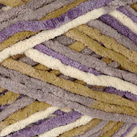 Bernat Blanket Big Ball Yarn (10185) Lilac Blue, Gold/Red/Black