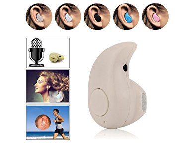 [Left Ear Version] Mini Bluetooth Earbud, Enegg Universal Small Bluetooth Invisible Earpiece Earphone Headset Headphone with Microphone for iPhone, Samsung, LG, Motorola, Android SmartPhone - Natural