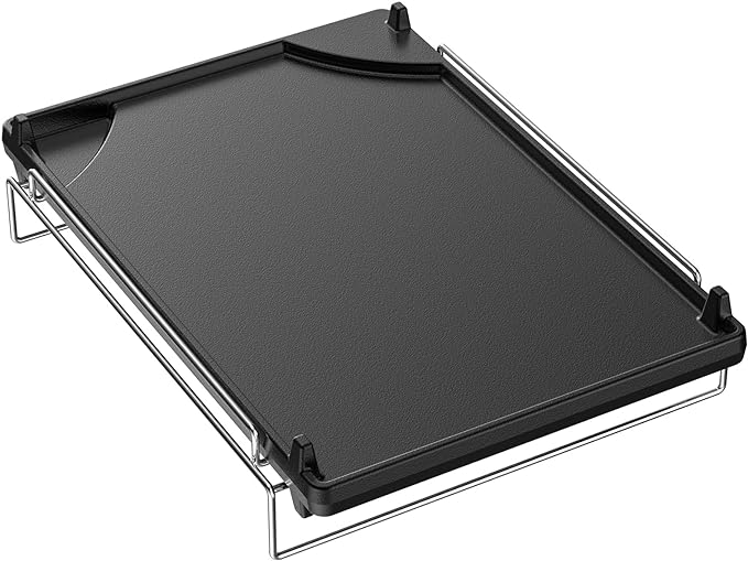 Skyflame Universal Cast Iron Griddle, Flat Top Gas Grill Griddle Pan with Removable Rack and Raised Lip Edges, Fit for Most Gas Grill with Side Burner and Other Grills, Size 14.5" x 10"