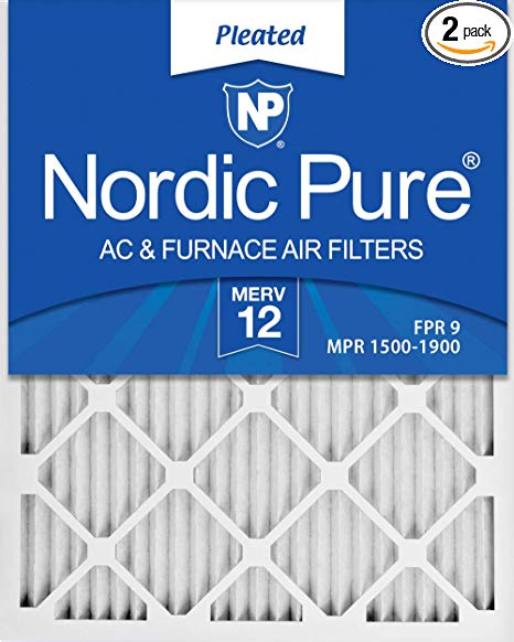 Nordic Pure 14x24x1 MERV 12 Pleated AC Furnace Air Filters, 2 Pack, 14 x 24 x 1, 2 Piece