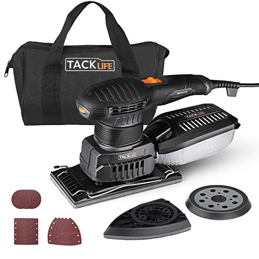 TACKLIFE Multifunction Sander,3 in 1 Electric Handheld Sander with 15 Pcs Sandpapers,6 Variable Speed 12000RPM Power Sander Machine,Efficient Dust Collection System,DIY-MDS01B