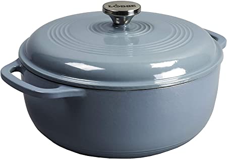 Lodge Enameled Cast Iron Dutch Oven, 7.5 Qt, Storm Blue