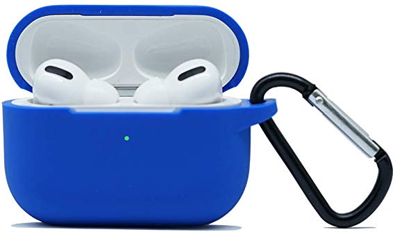 USSJ Protective Case Cover Compatible for AirPods Pro Case 2019 Release，Durable 360°Protection, Premium Silicone Case with Anti-Lost Carabiner for AirPods Pro (Blue)