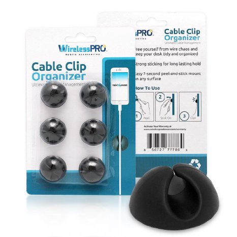 Wireless Pro Cable Clip Organizer Cabledrops Perfect for Organizing Computer Desktops Cell Phones and Other Cables Cord and Wires - Adhesive Stick On Any Surface Wall Desk Top Floor and More