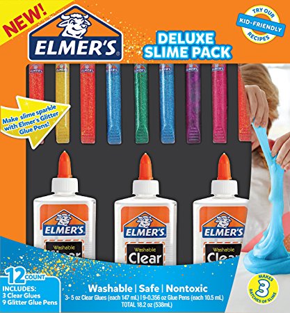 Elmer’s Glue Deluxe Slime Starter Kit, Clear School Glue & Glitter Glue Pens, 12 Count