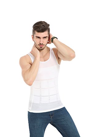 JQAmazing Mens Slimming Body Shaper Tummy Waist Vest Abdomen Slim Shirt, Compression Muscle Tank Shaperwear for Men