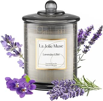 LA Jolie Muse Lavender Candle, Lavender Lilac Scented Candles, Luxury Candles Gift with Gift Box, Relaxing Aromatherapy Candle, Birthday Gifts for Women