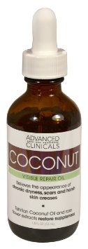 Advanced Clinicals Coconut Visible Repair Oil for face and body For Chronic Dryness Scars Stretch marks and Harsh Skin Creases 18 Fl Oz