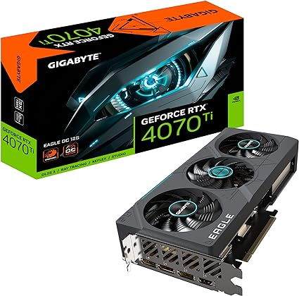 GIGABYTE GeForce RTX 4070 TI EAGLE OC 12GB Graphics Card - 12GB DDRX6 21Gbps 192bit, PCI-E 4.0, 3 x DisplayPort 1.4, HDMI 2.1a, NVIDIA DLSS 3, Supports 4K, Ada Lovelace Arch, GV-N407TEAGLE OC-12GD V2