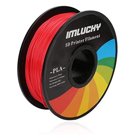 IMLUCKY PLA 3D Printer Filament, 1 kg Spool, 1.75 mm Diameter Tolerance  /- 0.03 mm (Red)