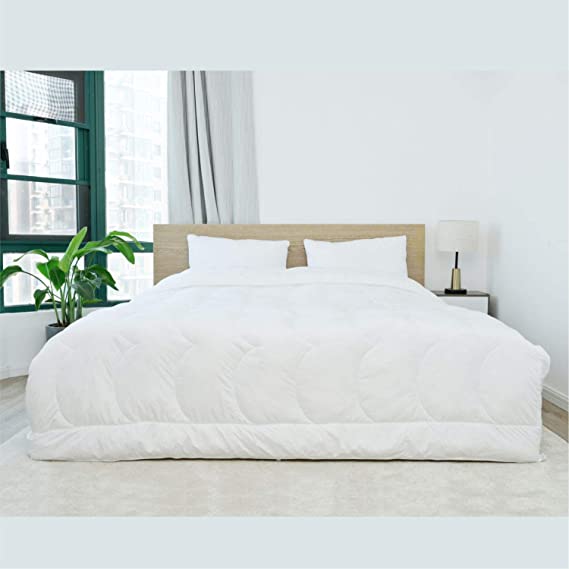 Cozynight Upgrade Down Alternative Comforter-All Season Queen Size Duvet Insert-Hypoallergenic Breathable Wavy Stitched Reversible Fluffy Lightweight Bedding Comforter-White
