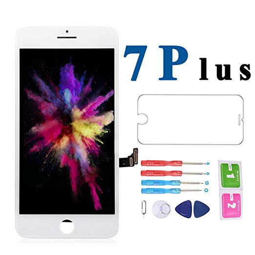 for iPhone 7 Plus Screen Replacement White 5.5" LCD Display 3D Touch Screen Digitizer Screen with Repair Tools Kit & Screen Protector