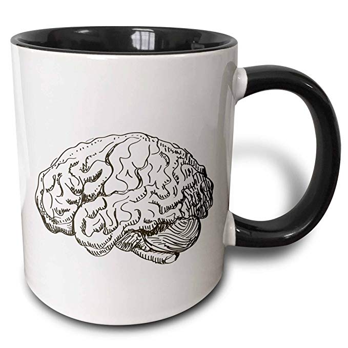 3dRose mug_38393_4"Brain" Two Tone Black Mug, 11 oz, Multicolor