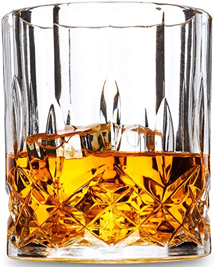 Old Fashioned Whiskey Glasses - 10 Oz - Set of 4 - LANFULA Premium Lead Free Crystal Cocktail Glass Tumbler for Scotch, Bourbon or Whisky