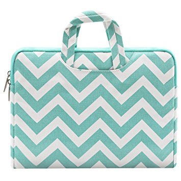 Mosiso Chevron Style Canvas Fabric Laptop Briefcase Handbag Carrying Case Cover for 11-11.6 Inch MacBook Air, Ultrabook Netbook Tablet, Hot Blue