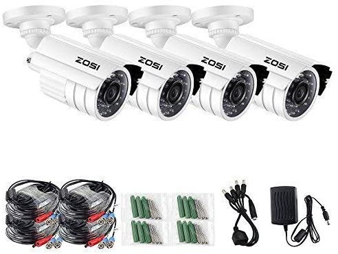 ZOSI 720P HD-TVI Home Surveillance Camera System,4PCS Indoor/Outdoor Weatherproof Security CCTV Camera with Infrared and Night Vision