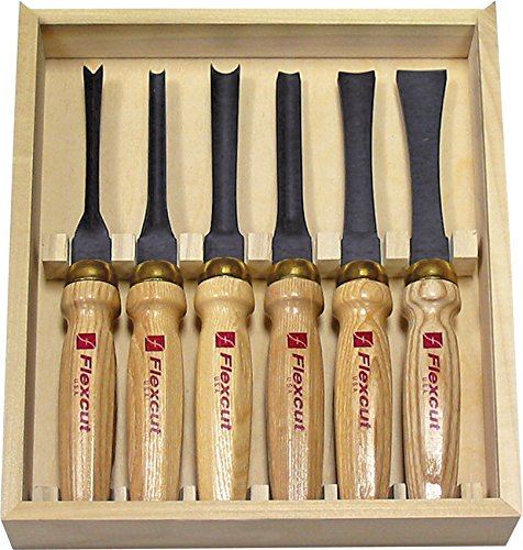 Flexcut Carving Tools, Mallet-Carving Chisels and Gouges for Woodworking, Starter Set of 6 (MC150)