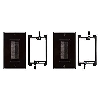 Buyer's Point Brush Wall Plate [UL Listed], with Single Gang Low Voltage Mounting Bracket Device (Black Kit) (2, Black Kit)
