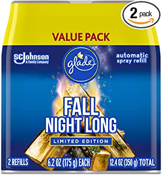 Glade Automatic Spray Refill, Air Freshener for Home and Bathroom, Fall Night Long, 6.2 Oz, 2 Count