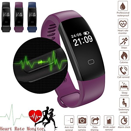 Fitness Tracker Watch,Smart Watch With Heart Rate Monitor,IP67 Waterproof Smart Bracelet Step Tracker Sleep Monitor Calorie Counter Pedometer Watch for Android and iOS,Bluetooth Activity Tracker with Call/SMS Remind