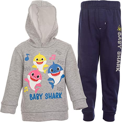 Pinkfong Baby Shark Fleece Jogger Pullover Hoodie & Pants Set