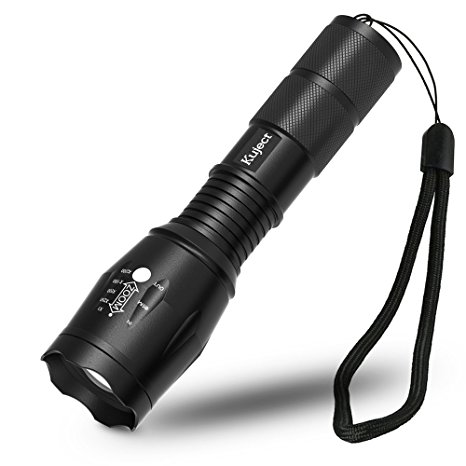 (Upgrade Version) Kuject 1000lm Cree XM-L2 T6 Led Flashlight Torch, 5 Mode Tactical Adjustable 18650 AAA Flashlight For Camping Night Fishing Dog Walking