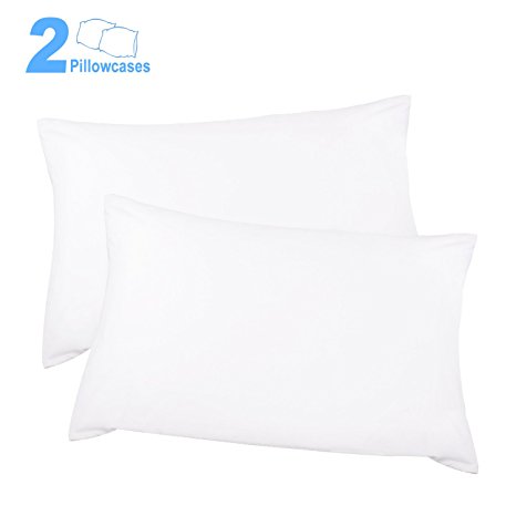 Adoric Life Pillow Cases Queen, 100% Cotton Pillow Cover, Double-Stitched, Envelope Closure End, Hypoallergenic, Max Soft, Durable and Easy Care, 20"x30" (Set of 2, White)