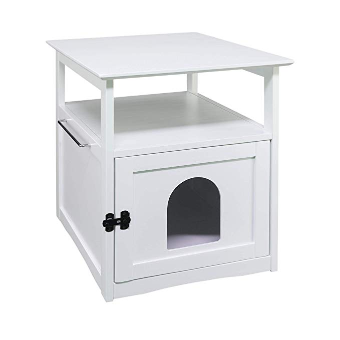 Casual Home 608-41 Aristo Wooden Pet House End Table - White Litter Box