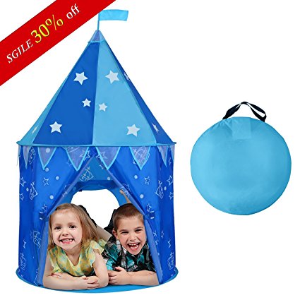 SGILE Indoor Outdoor Play Tent or Tunnel for Kid christmas gift children girl boy (Blue tent)