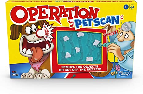 Operation Pet Scan Board Game for 2 or More Players, Kids Ages 6 and Up, With Silly Sounds, Remove the Objects or Get the Buzzer