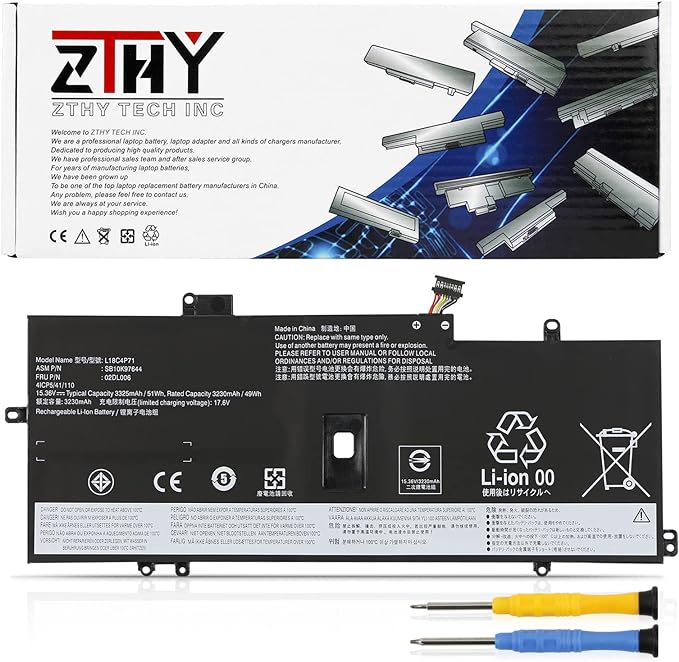 ZTHY L18M4P72 Laptop Battery Compatible with Lenovo ThinkPad X1 Yoga 4th 5th Gen/X1 Carbon 7th 8th Gen Serie 02DL004 L18L4P71 SB10K97642 02DL005 SB10K97643 02DL006 L18C4P71 SB10K97644 15.36V 51Wh