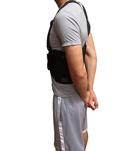 Posture Corrector Brace­ Straightens Lower Back ­ Comfortable Fit with Shoulder Support and Waist Belt ­ For Men / Women ­!