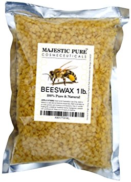 Majestic Pure Beeswax Pellets, Yellow, 100% Natural Premium Quality Organic Beeswax, Cosmetic Grade, Natural Skin Care, 1 lb