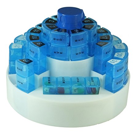 Monthly Pill Box - Low Profile 31 Day Medication Organizer with Pill Splitter from Stuff Seniors Need